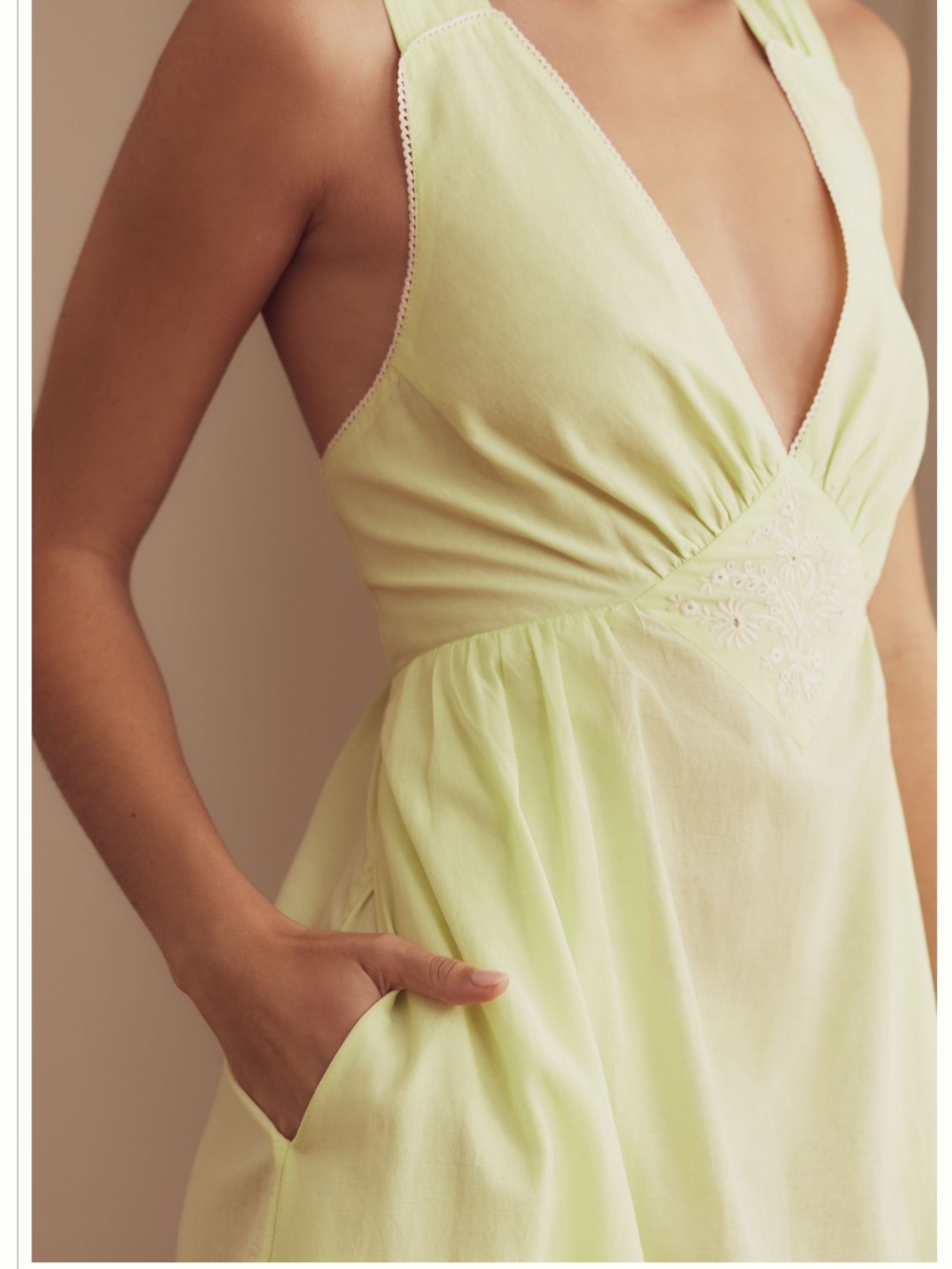 Anthropologie Pale Green Sleeveless V-Neck Maxi Dress